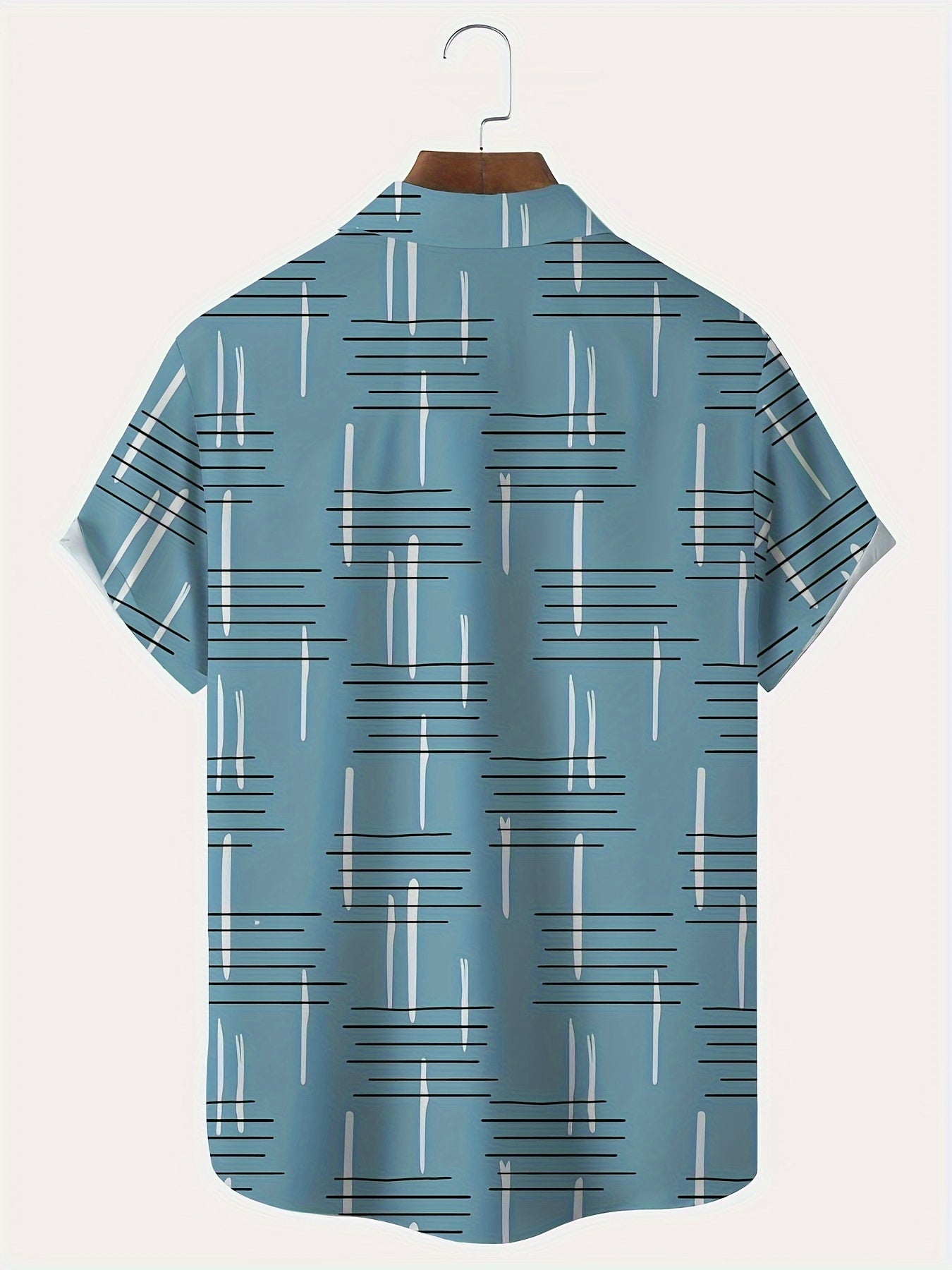 Men's Plus Size Short Sleeve Shirt with Geometric 3D Line Print Button-Up Collared Summer Polyester