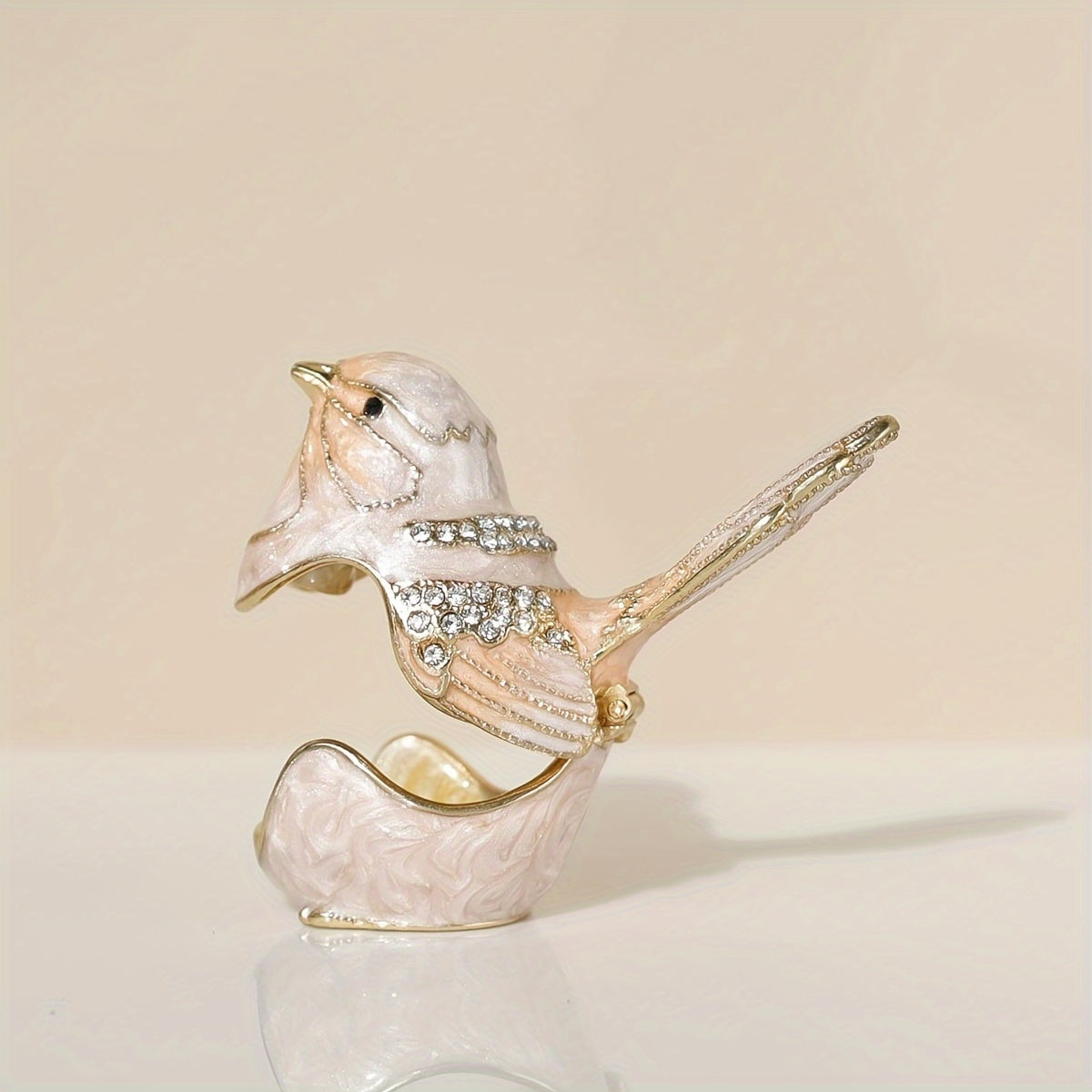 Органайзер для украшений в виде раскрашенной птицы с крышкой на петлях для колец и серег