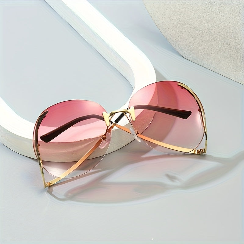Unisex Rimless Gradient Sunglasses for Women and Men UV Protection Fashion
