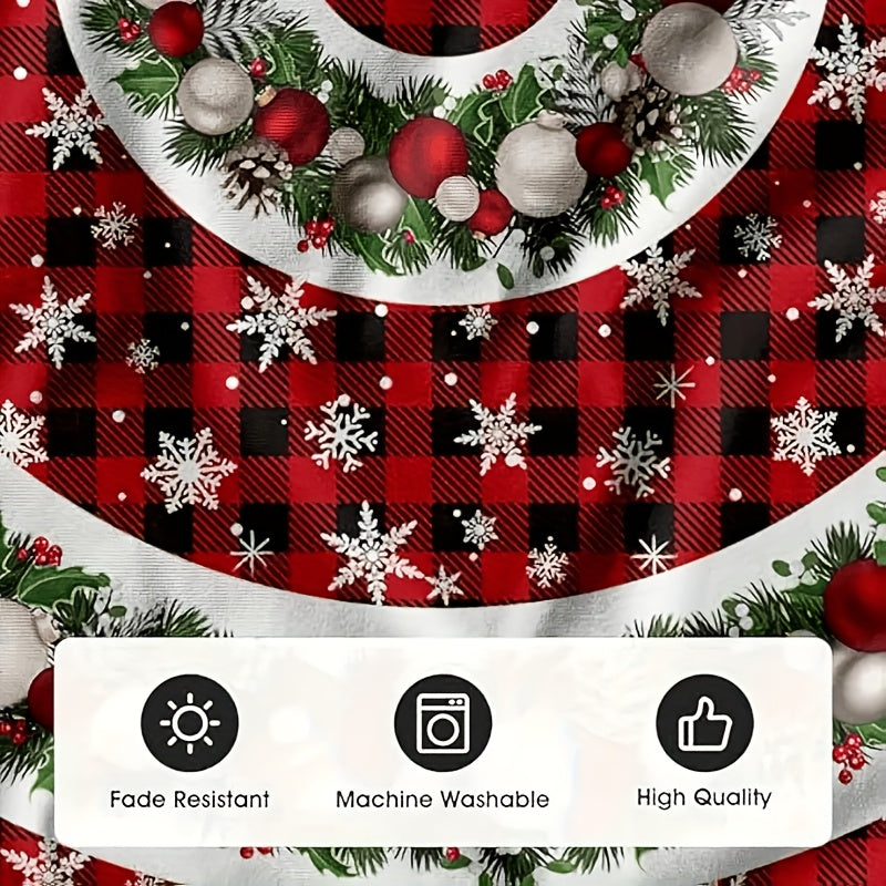 Faldón para árbol de Navidad de poliéster con cierre de cordón 121.92cm Ángel glam Copos de nieve Bolas Acebo