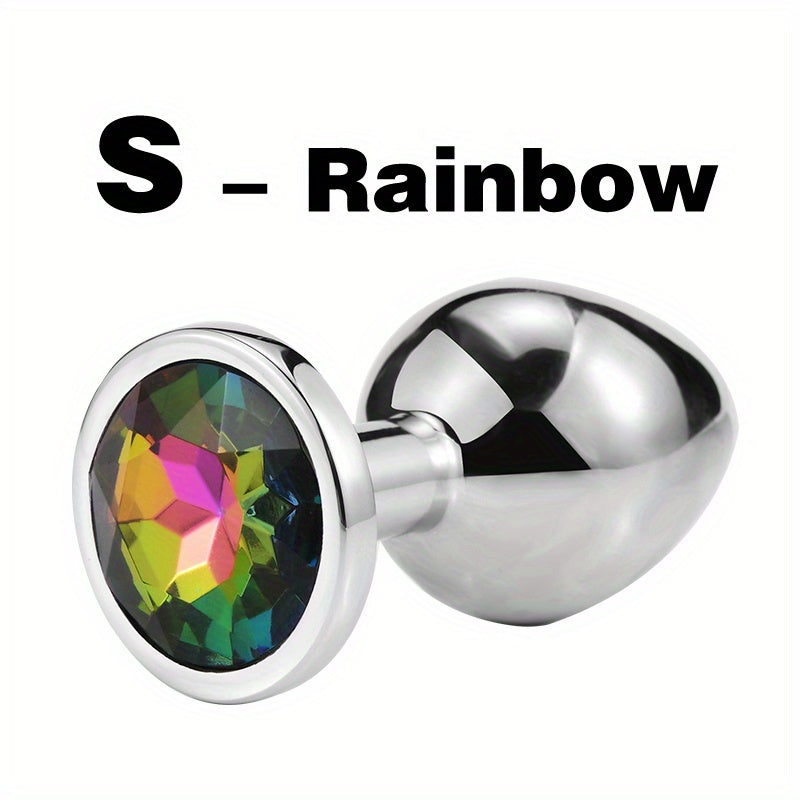 Adult Metal Anal Plug Butt Plug with Gem Base, Couples Sex Toy