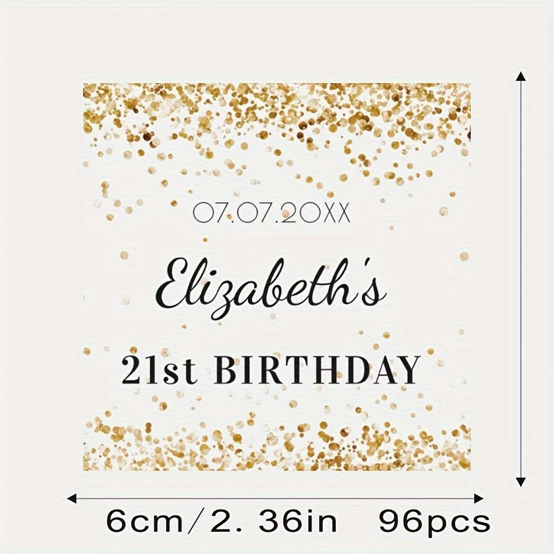 Personalized Paper Square Labels for Weddings and Parties Custom Name and Date Stickers Pack of XX