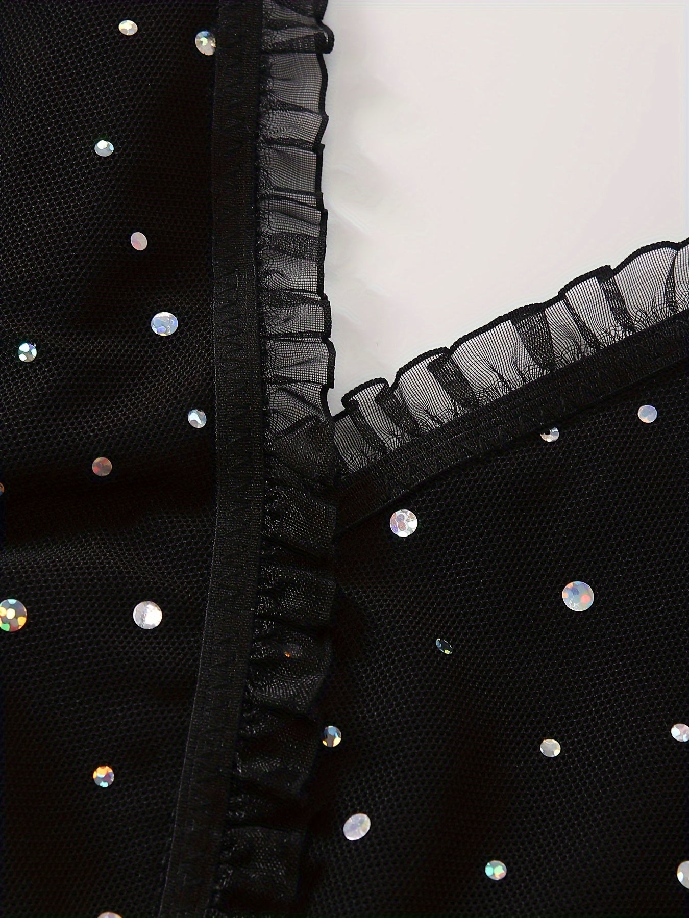 Women's Plus Size Shiny Sequin Deep V Neck Lace Trim Bra