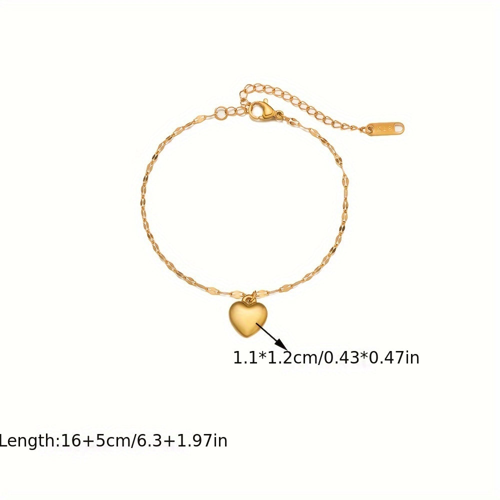 SENLANSP tomonidan Chic Yurak Shaklidagi Nikelga chidamli Zargarlik to'plami - To'liq Stud Teshiklari, Bilaguzuk va Marjon bilan - Har kuni kiyish yoki sovg'a sifatida berish uchun ideal