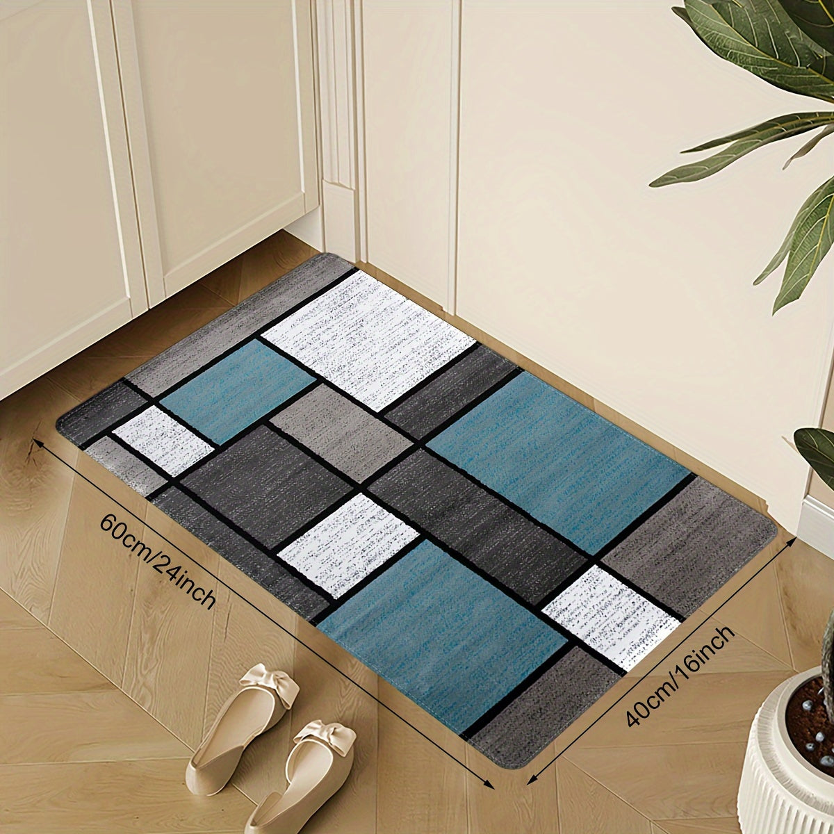 Alfombra de suelo de cocina de poliéster resistente a las manchas y antideslizante con diseño geométrico para cocina y sala de estar