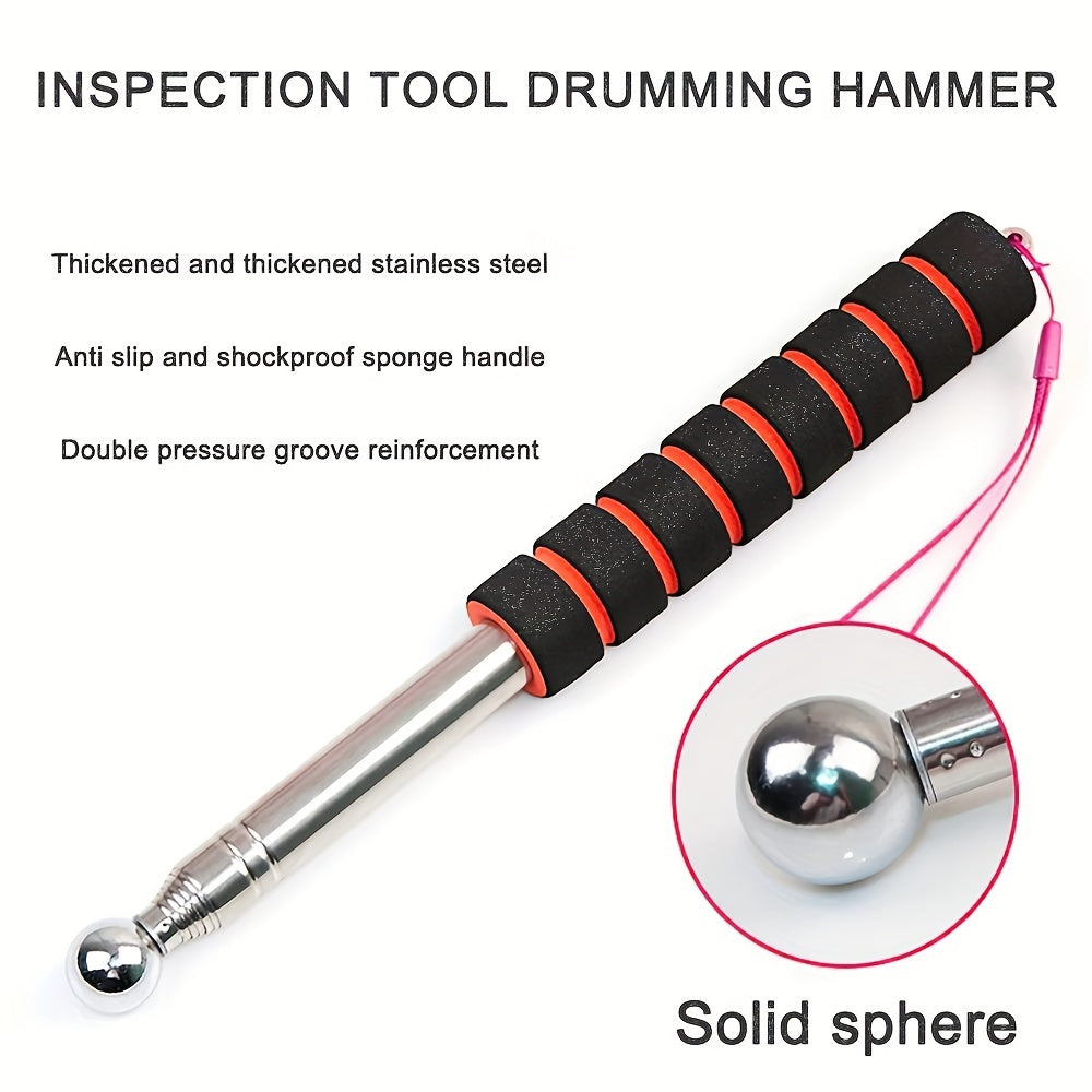 130cm Stainless Steel Telescopic Inspection Hammer for Walls Floors Non-Electric