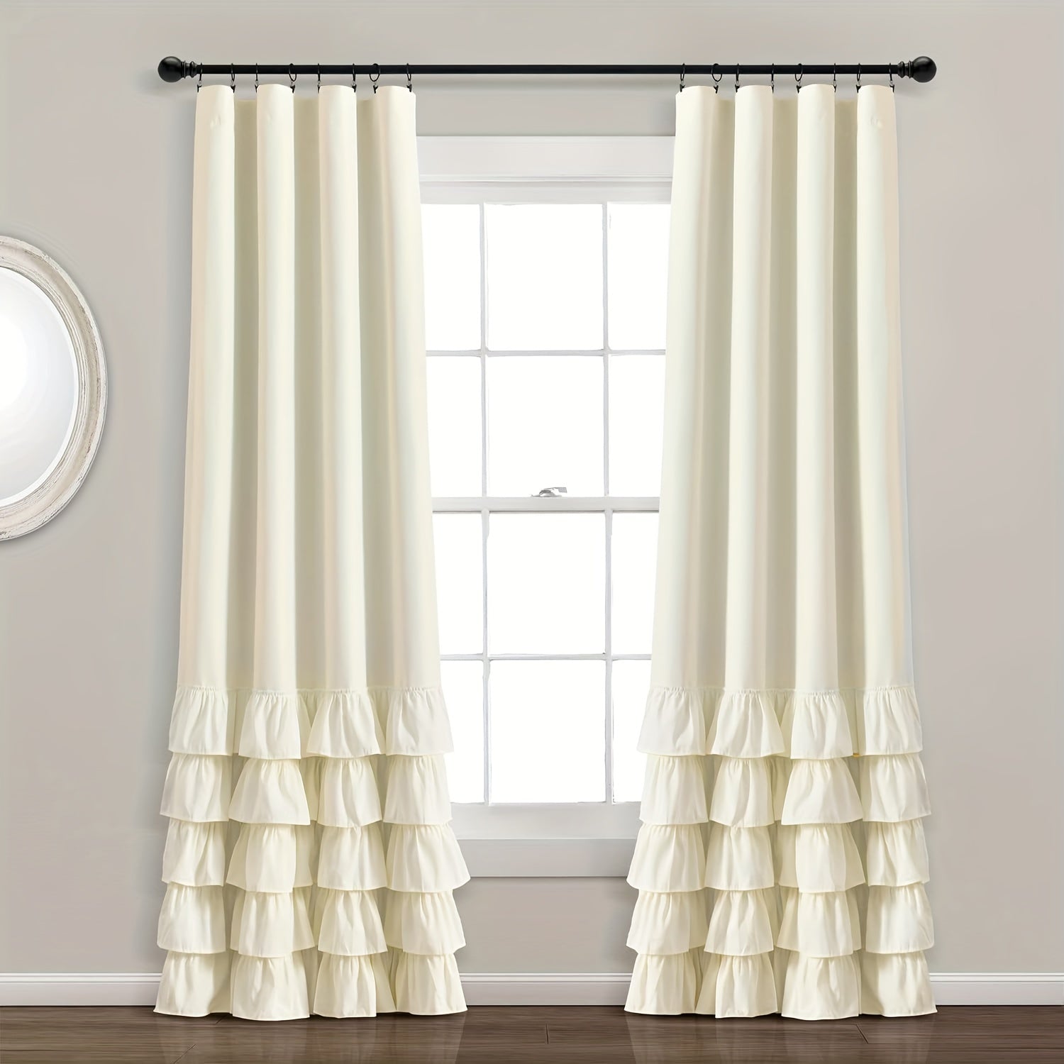 Heavy Duty Pleated Lace Window Curtains for Living Room 132cm x 213cm