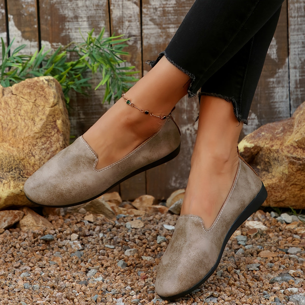 Women's Mary Jane Slip-On Shoes Faux Cover Breathable Fabric Rubber Sole