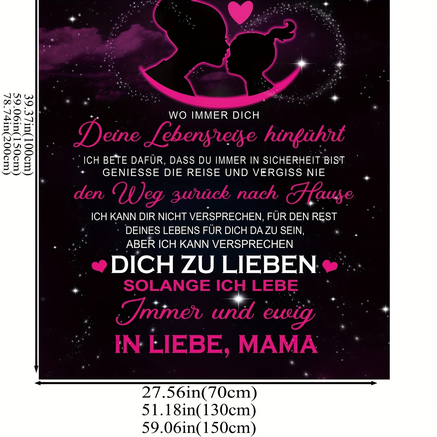 German Letter Flannel Blanket for Daughter with Heartfelt Message Cozy Snuggle Gift