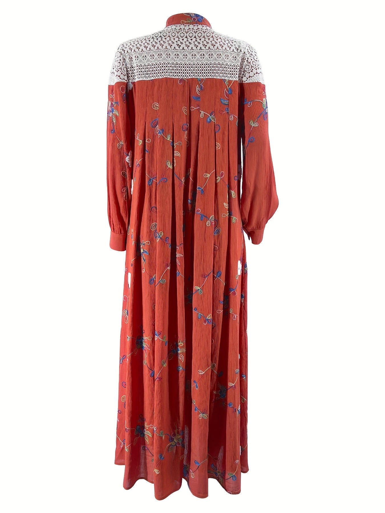 Women's Ramadan Floral Print Kaftan Abaya Casual Long Sleeve Woven Polyester