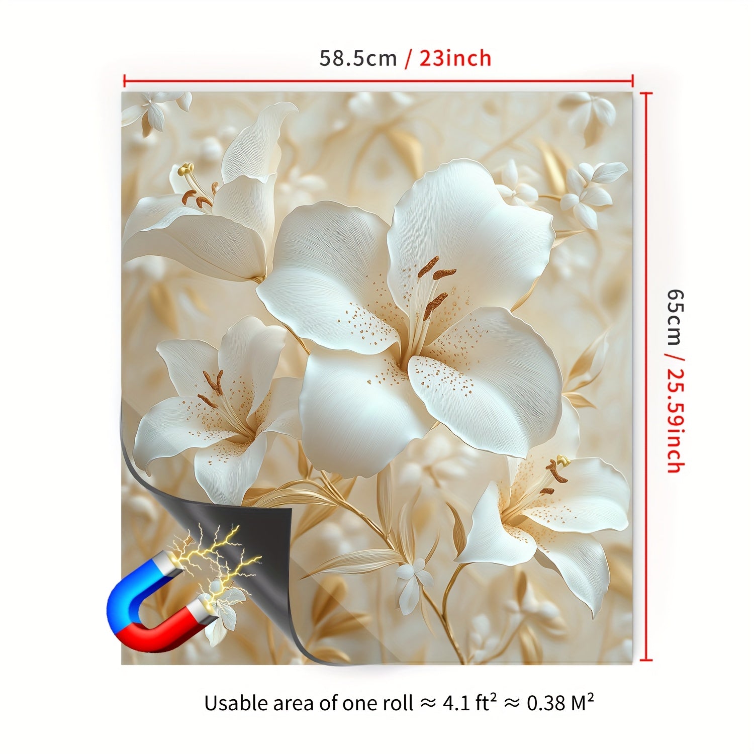Beige Floral Vinyl Magnetic Dishwasher Cover Reusable Durable for Refrigerator Washing Machine Cabinet