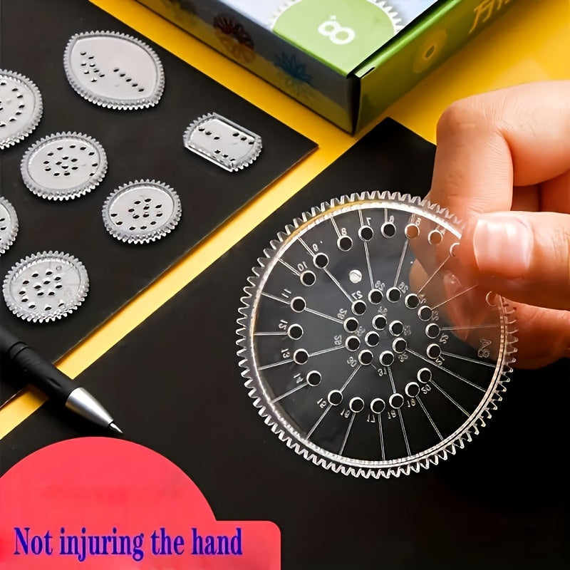 22-Piece Plastic Drawing Template Ruler Set for Patterns Curves Gears Educational Accessories