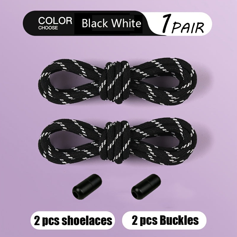 Teenagers Elastic Colorful Shoe Laces with Buckles and No Tie Needed (2 Pairs)