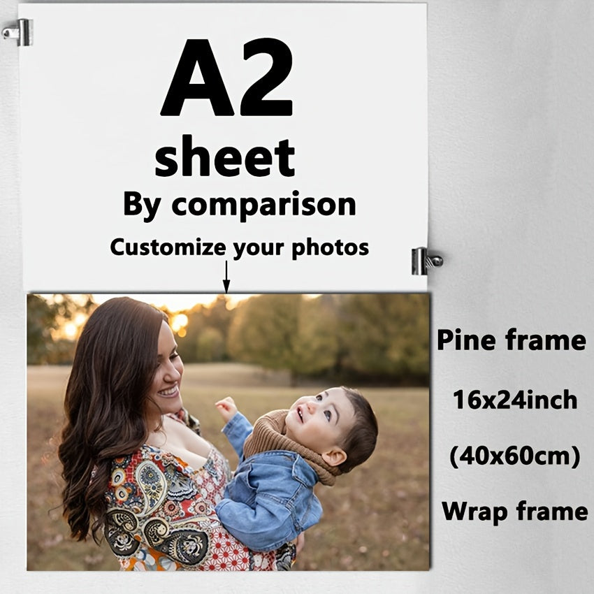 Personalized Family Photo Canvas Print Framed Wall Art for Living Room Bedroom Office