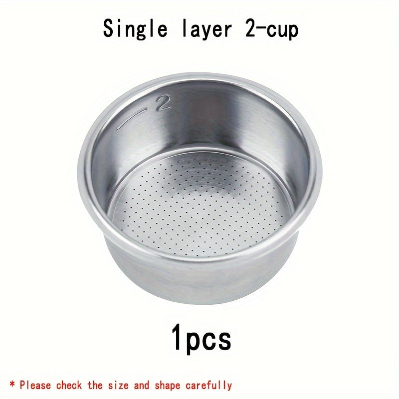 Qayta ishlatiladigan zanglamaydigan po'latdan yasalgan qahva filtri 2-chiqimli poroz savat espresso mashinalari uchun