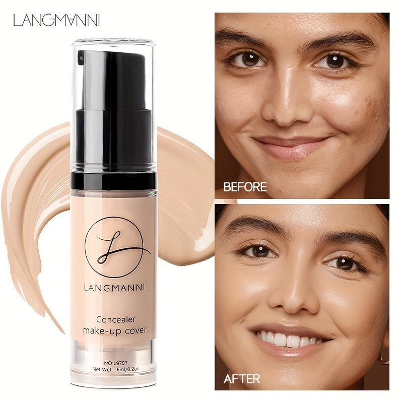Long-Lasting Concealer with Smooth Finish and 4-Color Powder Base for All Skin Types