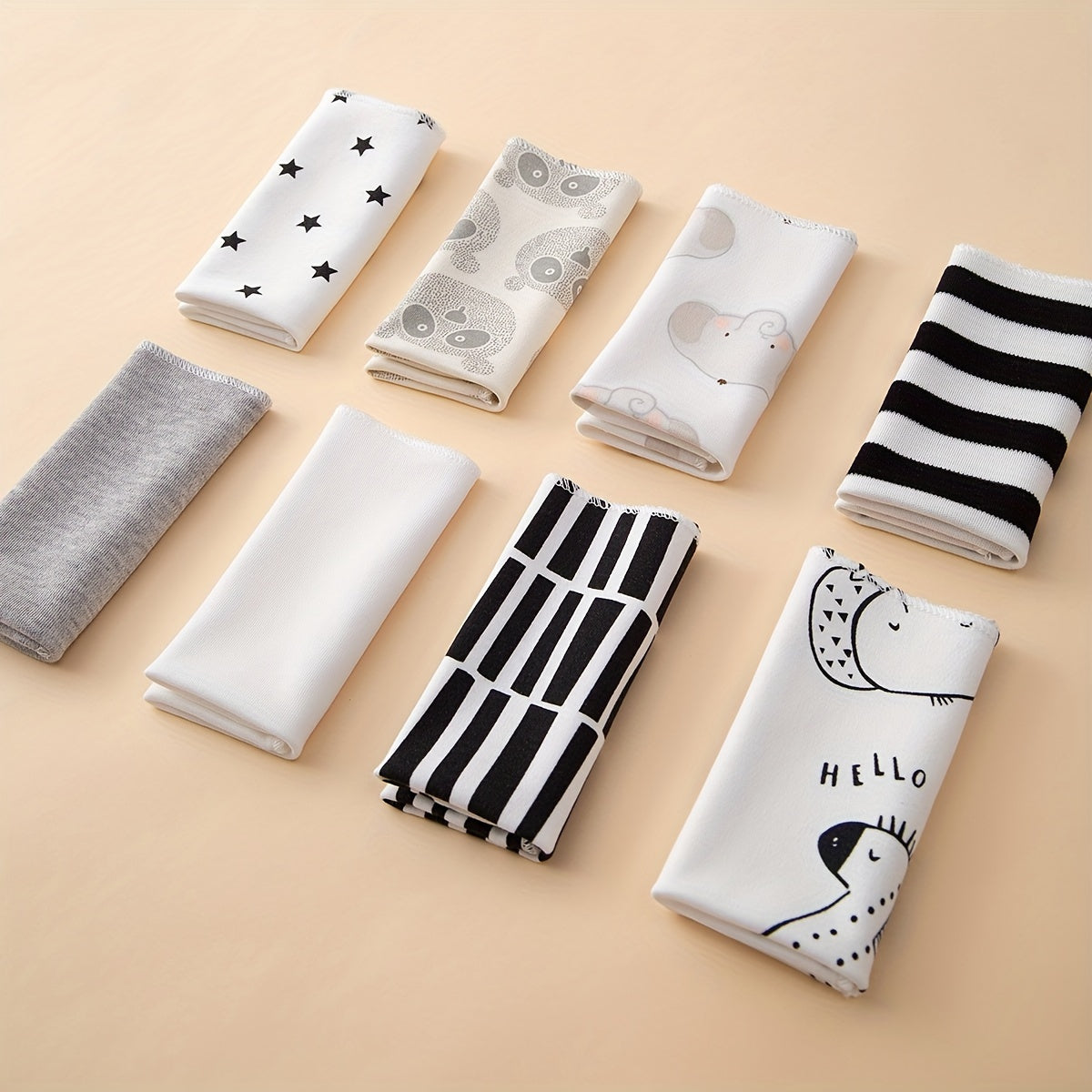 Set of 8 Soft Cotton Baby Bibs for Home Feeding Non Waterproof Multicolor