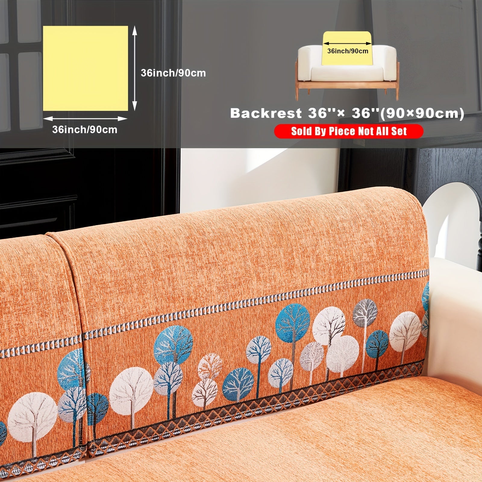 Chenille Sofa Cover with Tree Embroidery Pet-Friendly Slip-Resistant Easy to Clean Fits Various Sofa Sizes for Living Room and Home Decor