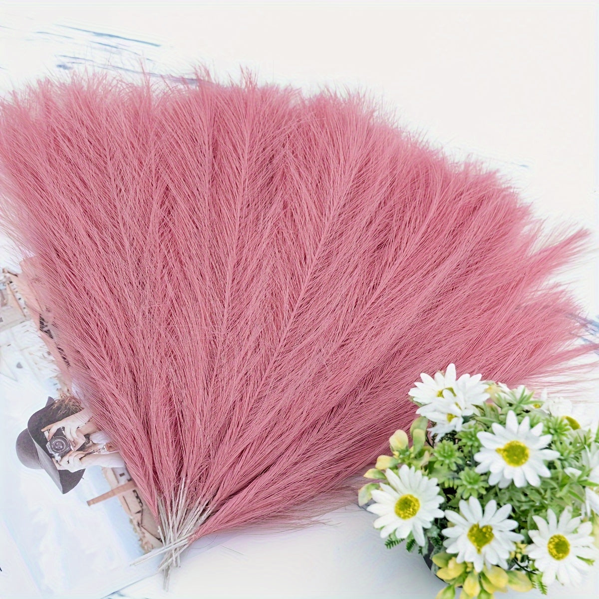 Artificial Reed Pampas Grass Flowers 42.93 cm Tall for Bohemian Decor in Home or Events