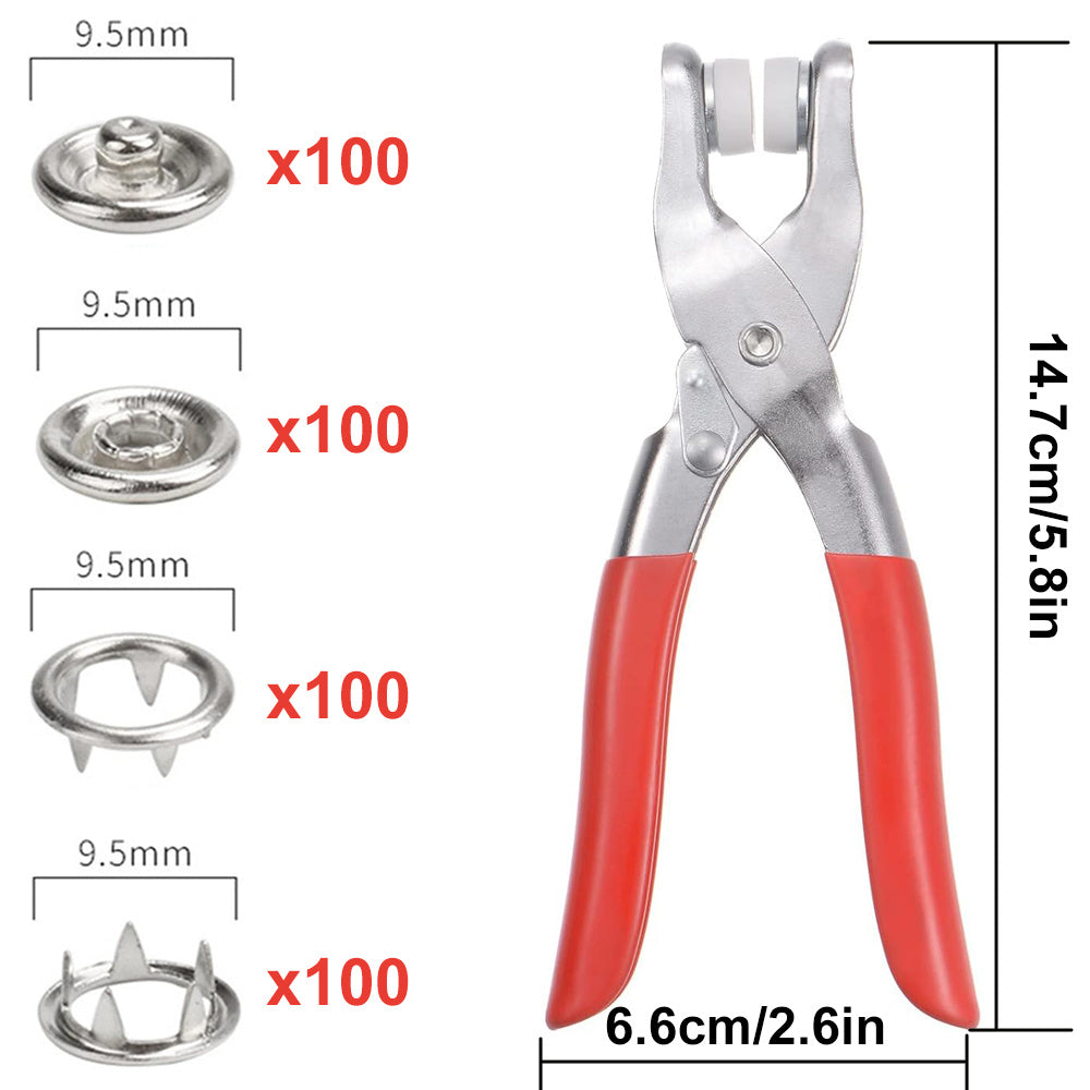 Iron Fastener Set 400 Pieces with Pliers for DIY Clothing Sewing Enthusiasts