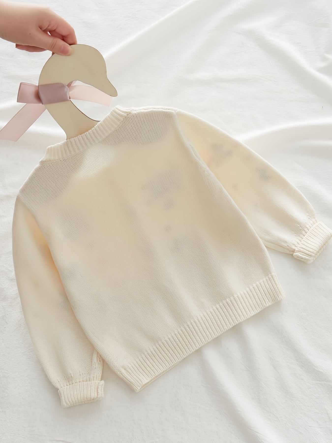 Girls' Cotton Knit Sweater Long Sleeve Floral Print Fall Winter