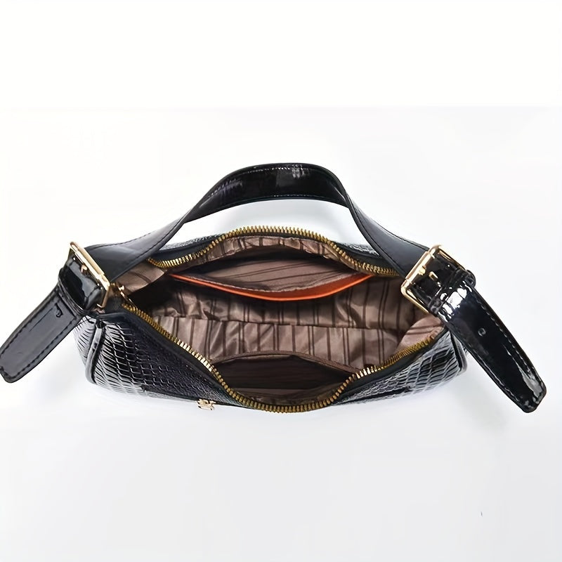 Women's Crossbody Bag with Crocodile Pattern Embossed PU Leather