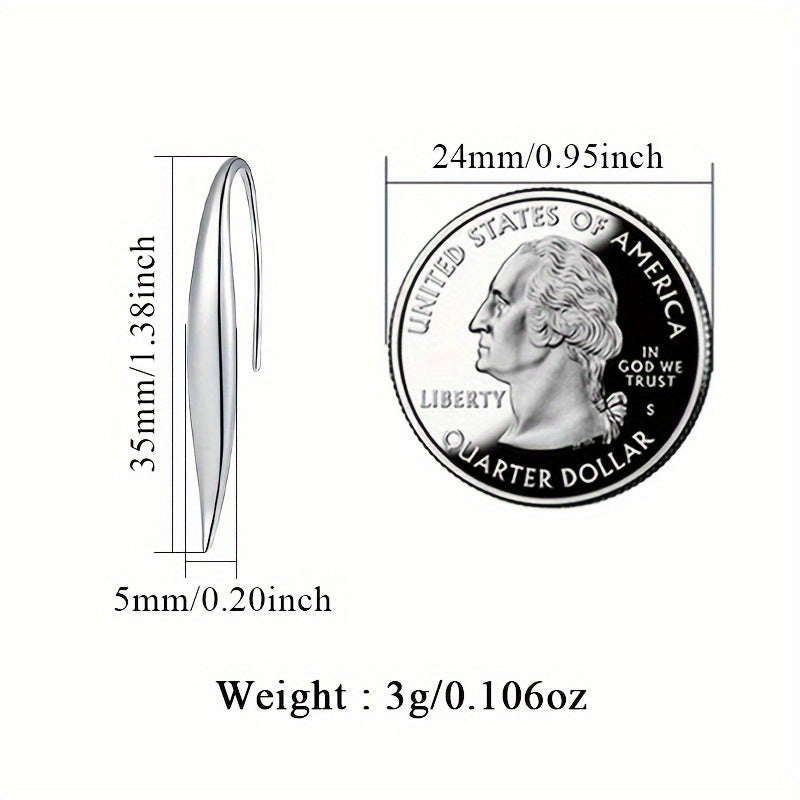 Ayollar uchun maxsus, zamonaviy va nafis egri tutqichli sirg'alar, har kuni kiyish va sovg'a berish uchun mukammal - 925 sterling kumushdan tayyorlangan