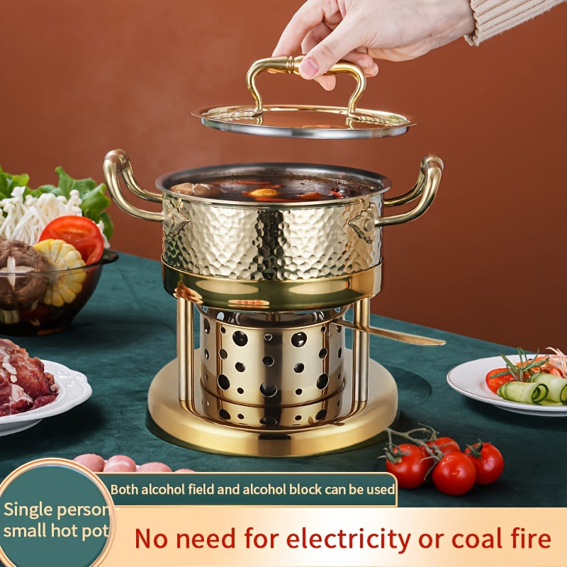 Stainless Steel Single Serving Hot Pot for Induction Cookers Outdoor Dining