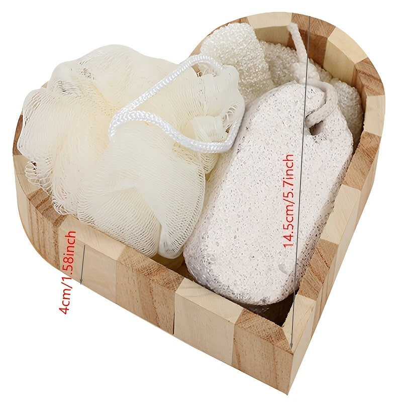 Unscented Exfoliating Spa Kit with Heart and Square Sponges for Relaxation