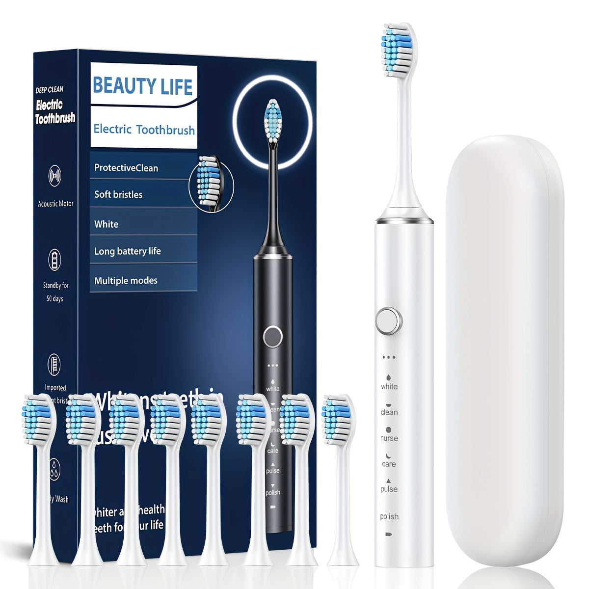 Electric Toothbrush for Adults with Soft Bristles USB Rechargeable 500mAh Lithium Battery