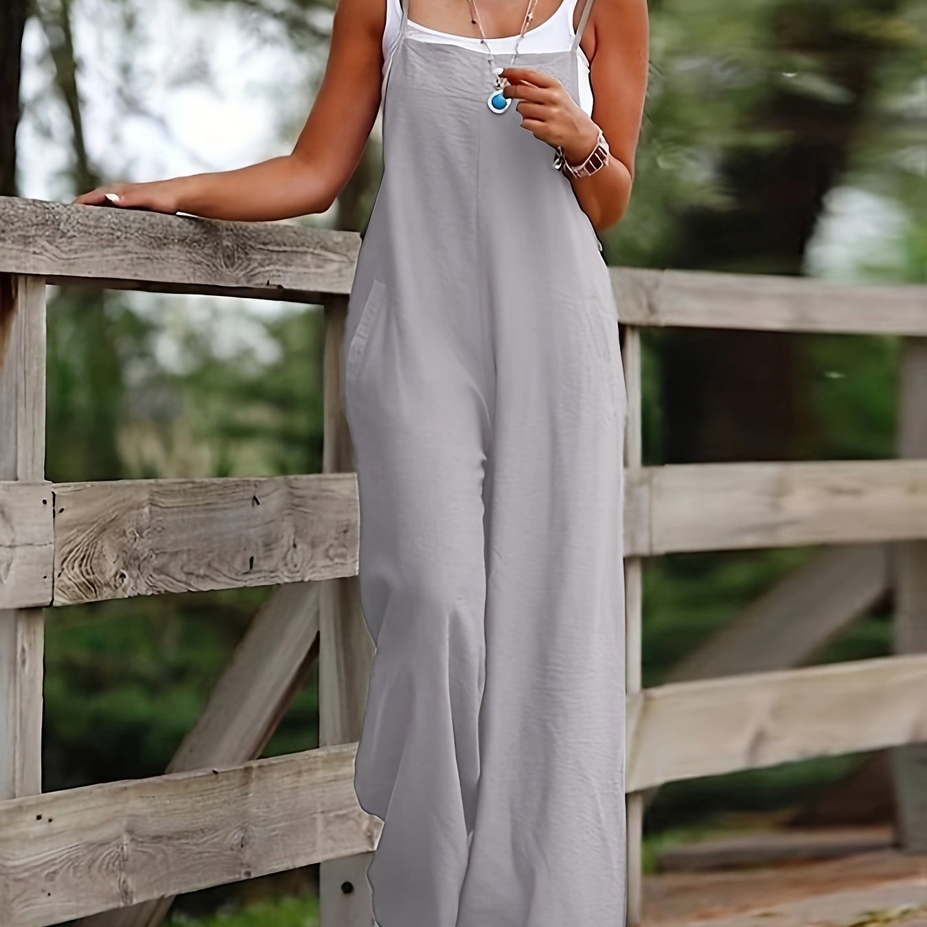 Long Length Solid Color Off the Shoulder Polyester Jumpsuit for Casual Spring Summer Fall