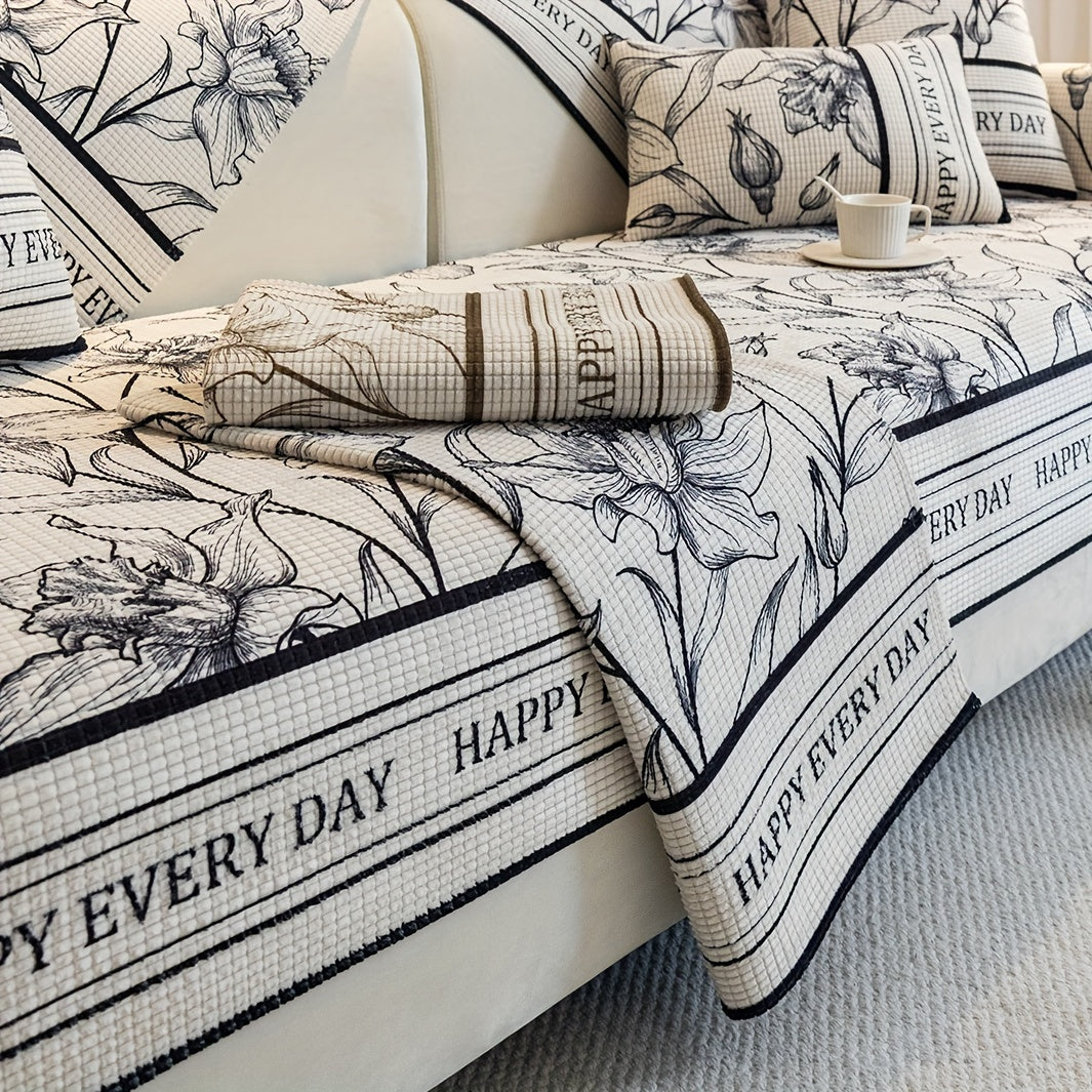 Fransuz vintage divan qoplamasi, hayvonlarga do'st, mashinada yuvish mumkin, barcha mavsumlar uchun mos qisqa plush jakard dizayni.