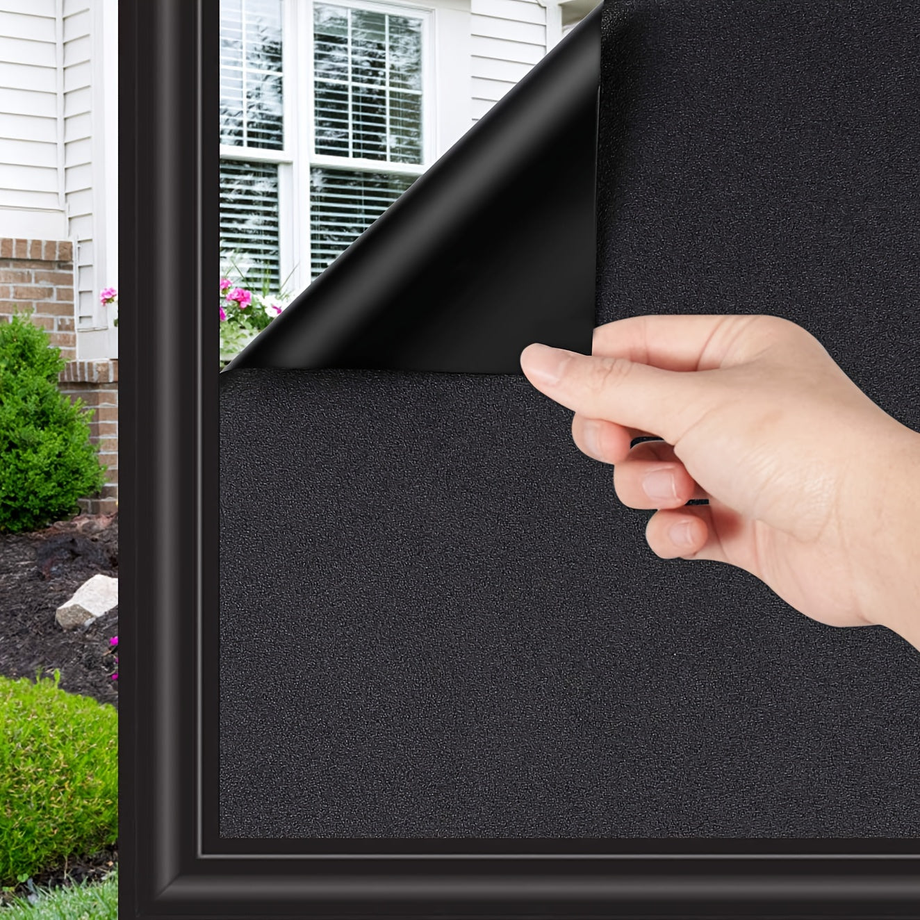 Black Frosted Privacy Window Film for Insulation Sun Protection Opaque Decor