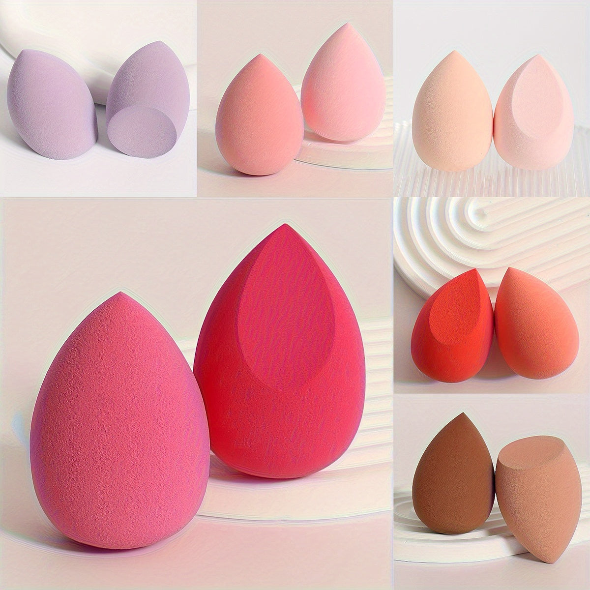 2 Pcs Latex-Free Makeup Sponges Egg Blending Puffs for Liquid and Foundation