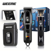 WEEME Professional Electric Hair Clipper USB zaryadlash, past shovqin, LCD raqamli ko'rsatkich, T-turi trimmer, qirrash, va 18650 seriyali 2900mAh qayta zaryadlanadigan litiy batareyasi bilan erkaklar uchun.