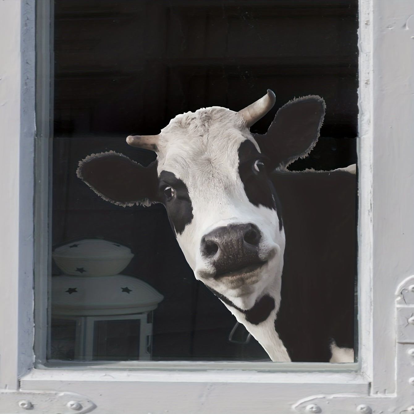 Hayvonlar mavzusi sigir naqshli oynaga yopishtiriladigan olib tashlanadigan suv o'tkazmaydigan vinil devor bezaklari 38x39cm