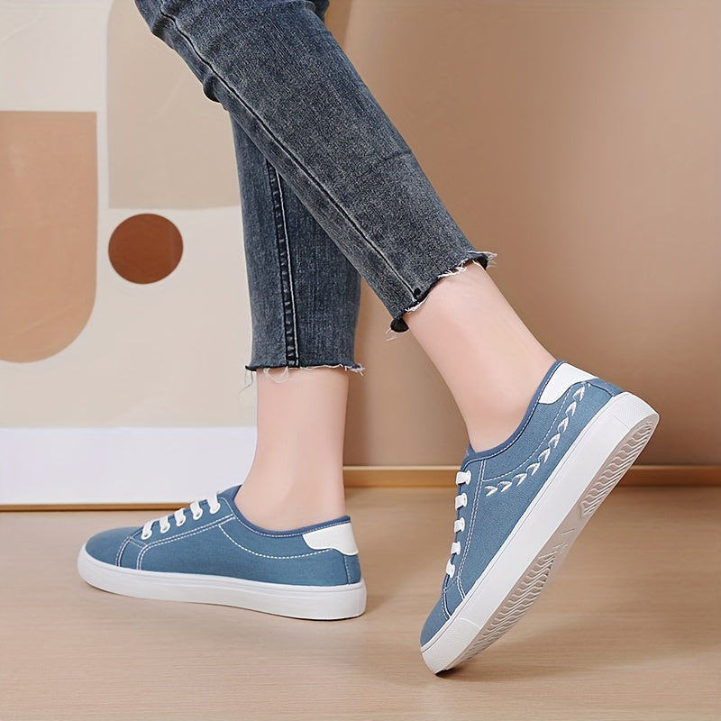 Women's Casual White Canvas Shoes Fashion Low-Top Breathable Footwear
