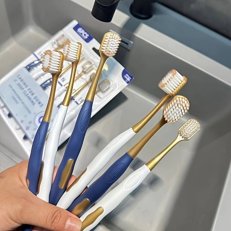 Adult Microfiber Soft Bristle Toothbrush Set for 14+ with 6 Hand Brushes