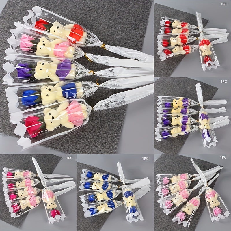 Artificial Flower Arrangement Valentine’s Day Gift Bear Rose Bouquet for Wedding or Home Decor