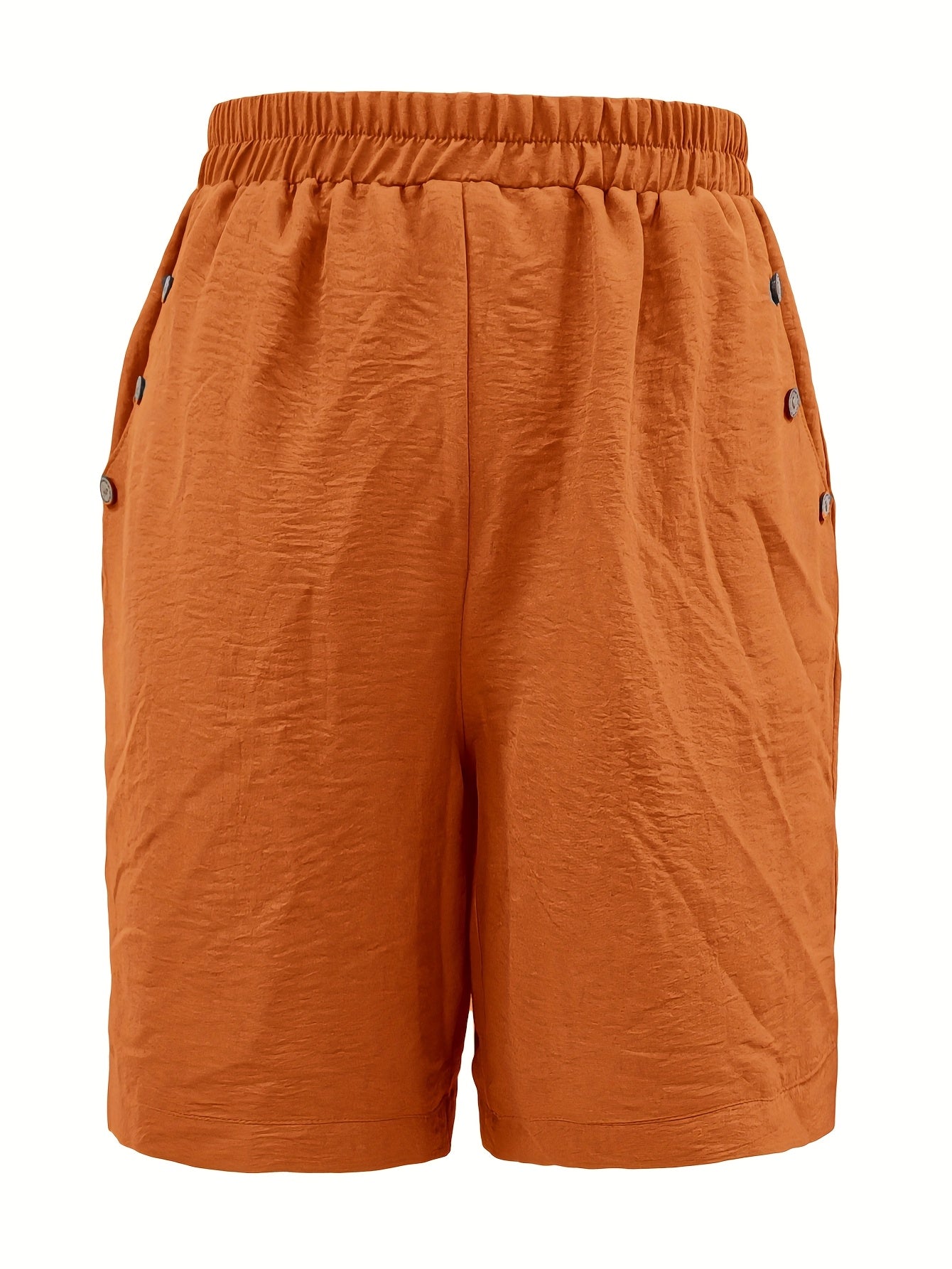 Pantalones cortos casuales de color sólido para mujer, poliéster, gris claro, ajuste relajado, verano