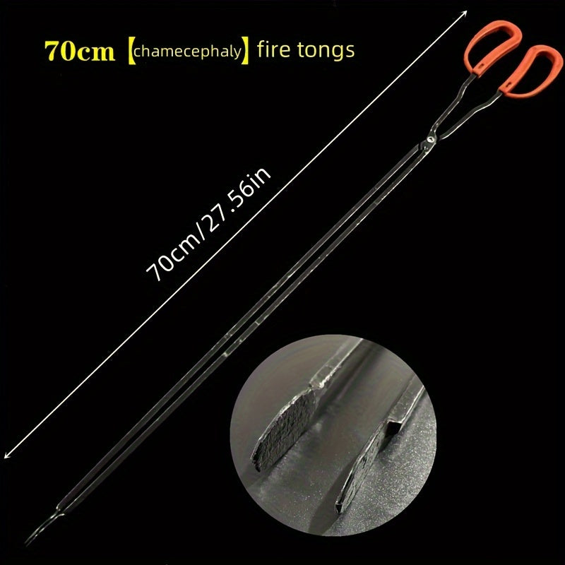 Adjustable Iron Fireplace Tongs for BBQ Camping and Grilling 60-70cm