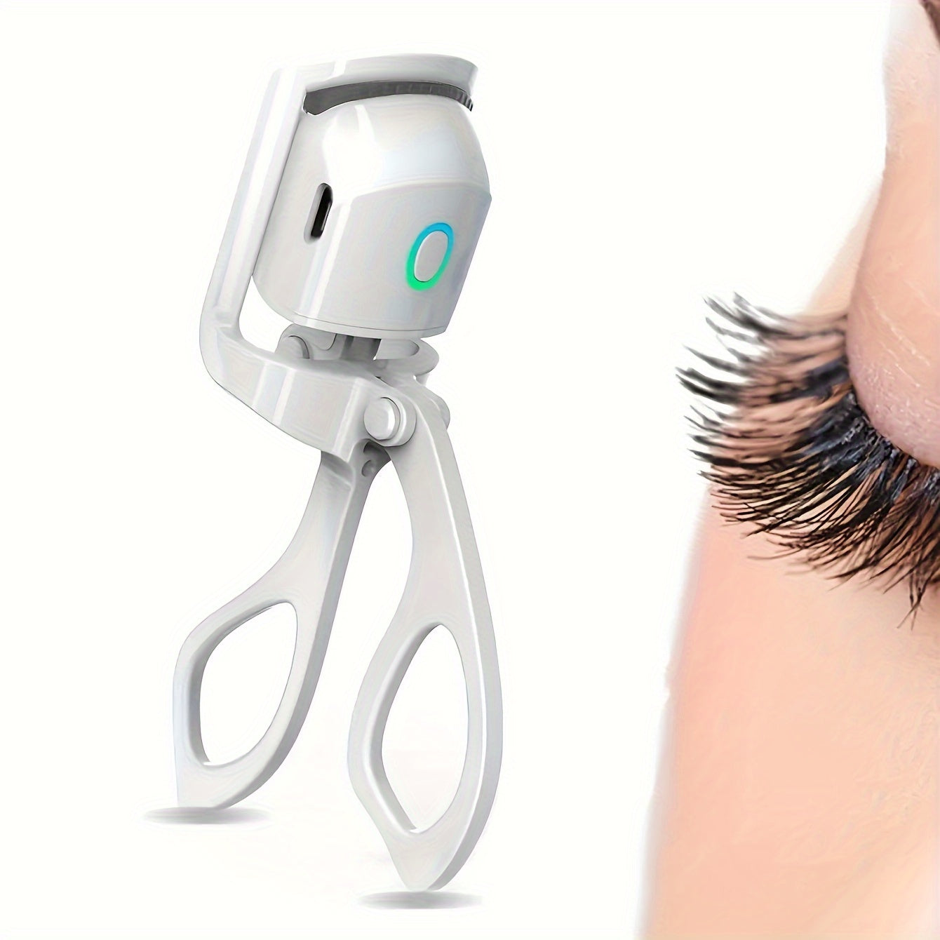 Electric Eyelash Curler USB Rechargeable Fast Heating Long-Lasting Curl Digital Display White