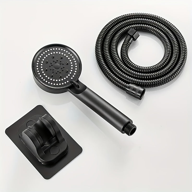 High-Pressure Water-Saving Shower Head with Adjustable Bracket and Flexible Hose