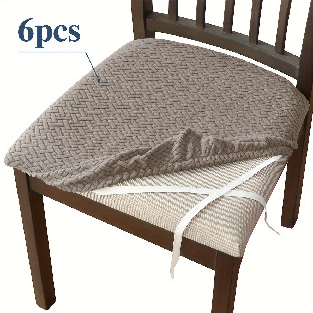 4/6 dona cho‘ziluvchan ovqatlanish stoli kreslolarining o‘rindiq qoplamalari, elastik moslash, bog‘lashlar, mashina yuviladigan