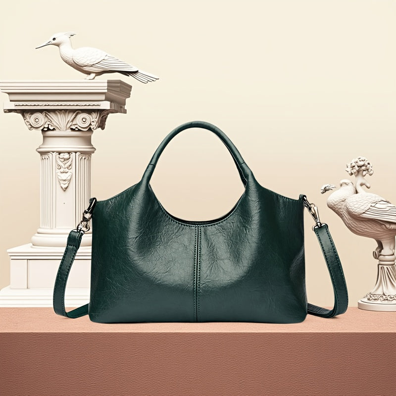 Modali bitta yelka sumkasi, sozlanadigan tasma, zip yopilishi va polyester astar bilan, qahva, aprikot, burgundi va qora ranglarda.