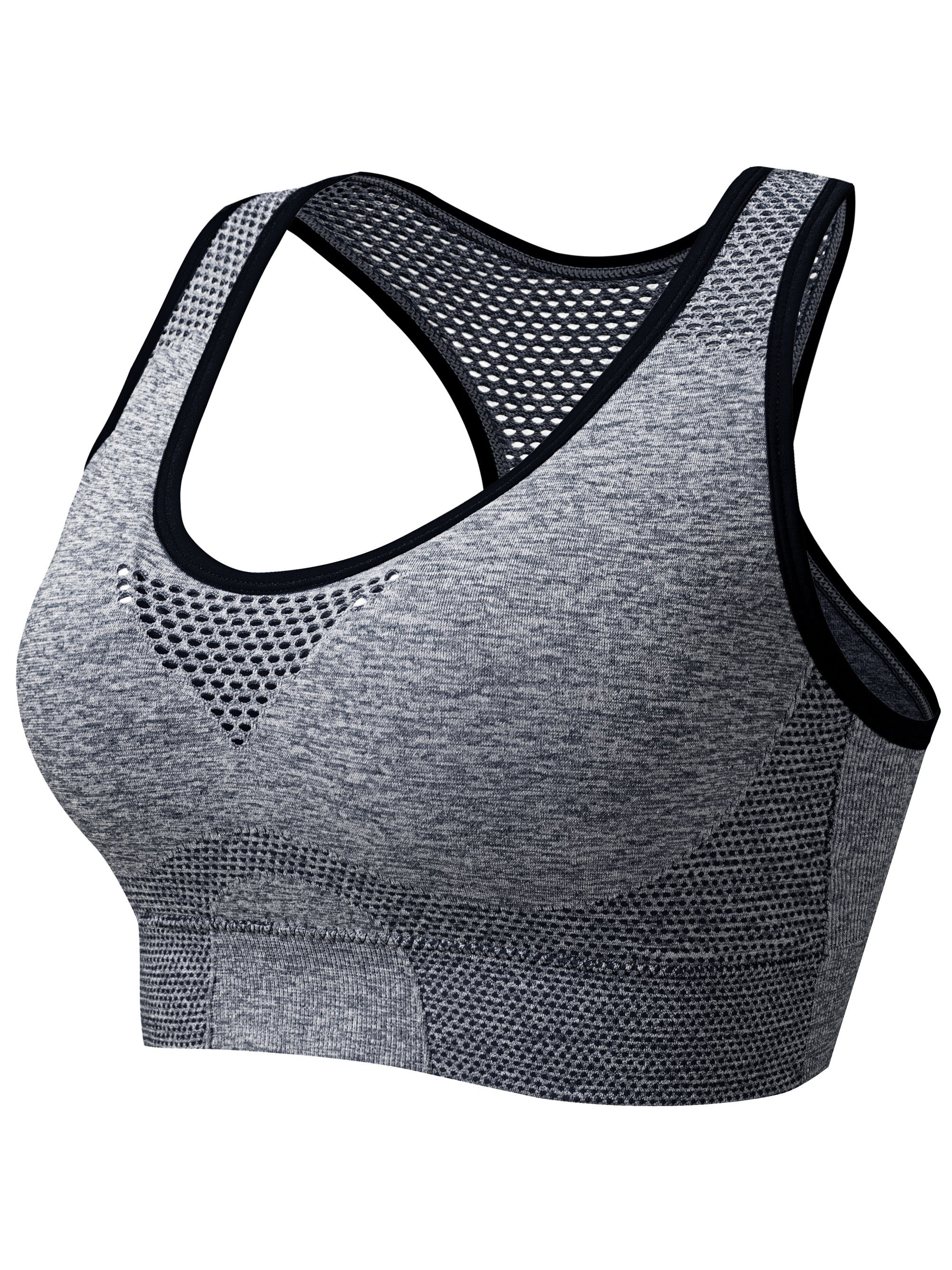 Plus-Size Seamless Yoga Bra Mesh Sports Bra for Running Exercise