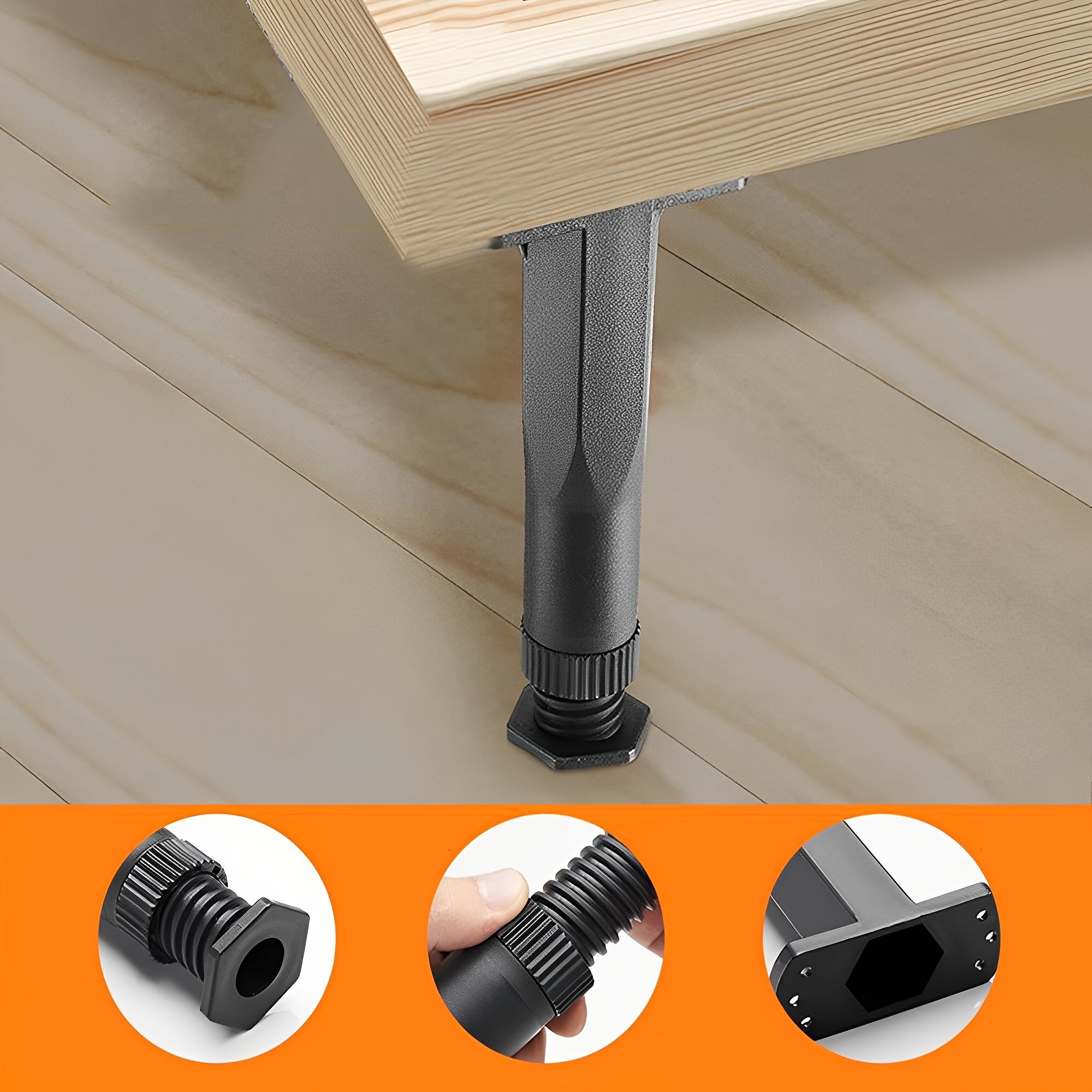 4 ta sozlanadigan yotoq ramkasi qo'llab-quvvatlash oyoqlari to'plami, 27.94sm-38.1sm - yotoqlar, divanlar va shkaflar uchun kuchli markaziy qo'llab-quvvatlash - mustahkam plastik bilan yaxshilangan barqarorlik