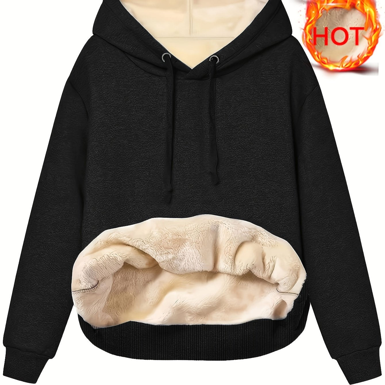 Women's Light Gray Fleece-Lined Hoodie with Kangaroo Pocket