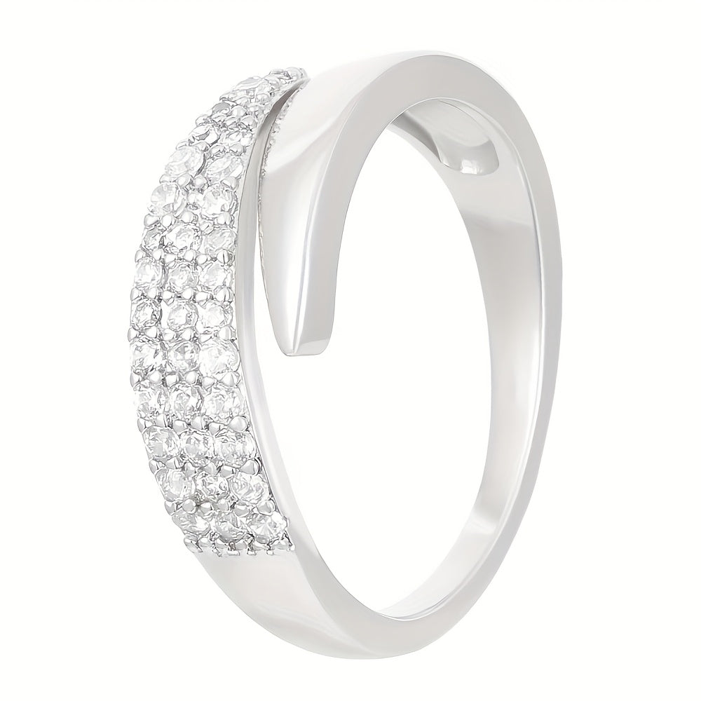 Ayollar uchun ochiq uzuk, mis bilan bezatilgan sun'iy zirkoniy bilan jihozlangan qanot dizayni zargarlik buyumlari