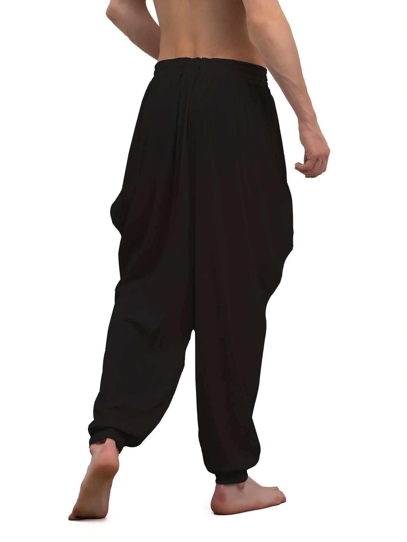 Adult Harem Pants in 100% Polyester Knit Fabric Solid Color Loose Fit with Drawstring Plus Size
